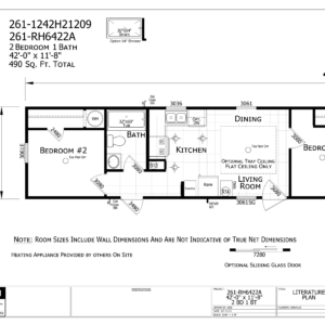 Aurora / 12 x 42 / 2 Bed 1 Bath (490 Sq Ft)