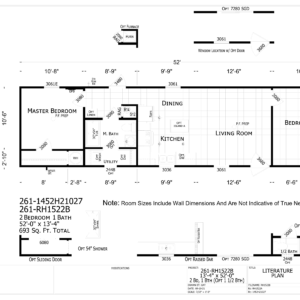 Lowery / 14 x 52 / 2 Bed 1 Bath (693 Sq Ft)