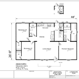 Roeville / 28 x 44 / 3 Bed 2 Bath (1,173 Sq Ft)