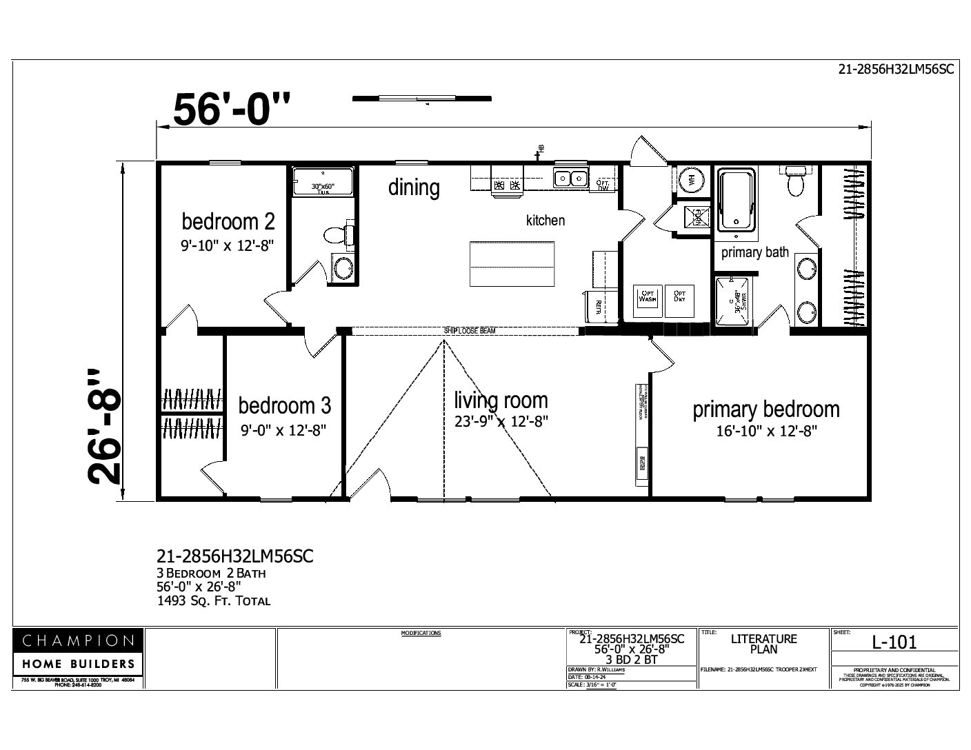 Trooper / 28 x 56 / 3 Bed 2 Bath (1,493 Sq Ft)
