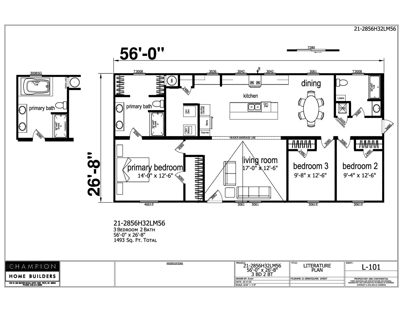 Collins / 28 x 56 / 3 Bed 2 Bath (1,493 Sq Ft)