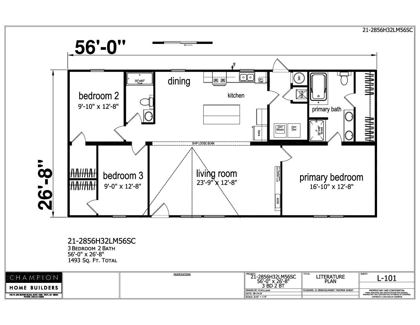 Com / 28 x 56 / 3 Bed 2 Bath (1,493 Sq Ft)