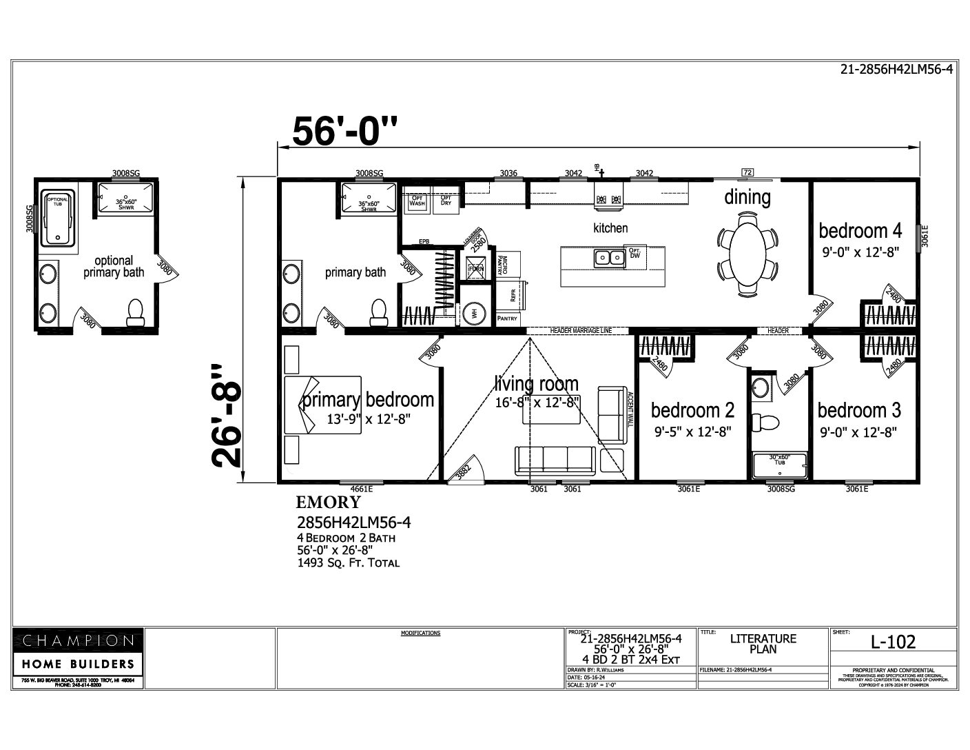 Emory / 28 x 56 / 4 Bed 2 Bath (1,493 Sq Ft)