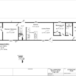 Menual / 14 x 66 / 3 Bed 2 Bath (880 Sq Ft)